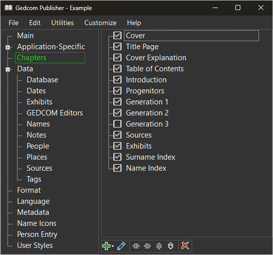 Chapters Section screenshot of Chapters Section in main window
