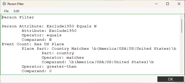 screenshot of text explanation of filter property