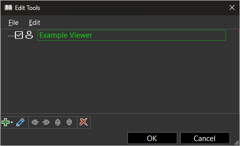 Screenshot of Edit Tools window screenshot of Edit Tools window showing one custom tool