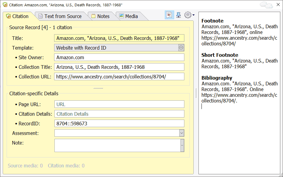 Screenshot of FH7 citation for Ancestry.com screenshot of FH7 citation for Ancestry.com