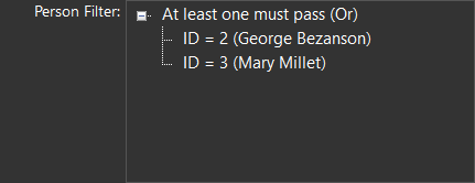 screenshot of Person Filter showing And/Or term with two ID Number terms indented beneath it