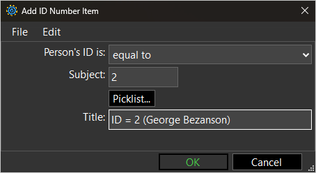screenshot of ID Number term showing properties with example values