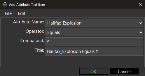 screenshot of Attribute Text term with example property values