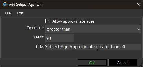 screenshot of Subject Age term with example property values