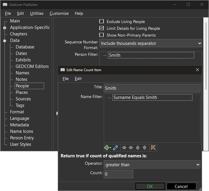 Screenshot of Name Count Filter Terms screenshot of name count filter terms