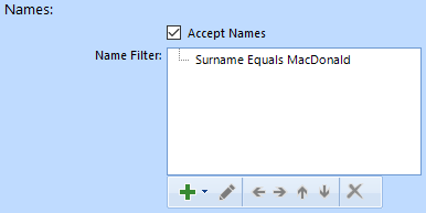 screenshot of name filter showing three terms