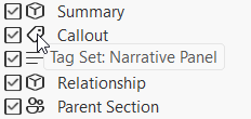 Tooltip for Callout Item screenshot of several items in the Person Entry list with a tooltip showing for the Callout item