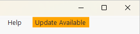 Screenshot of Update Available Button screenshot of button with yellow background and black text that reads "Update Available"