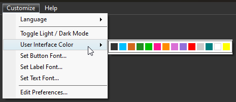 User Interface Color Submenu screenshot of User Interface Color submenu